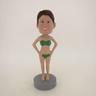 Custom Bobblehead Doll Green Bikini Woman Custom Bobbleheads