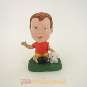 Picture of Custom Bobblehead Doll: Boy And Puppy