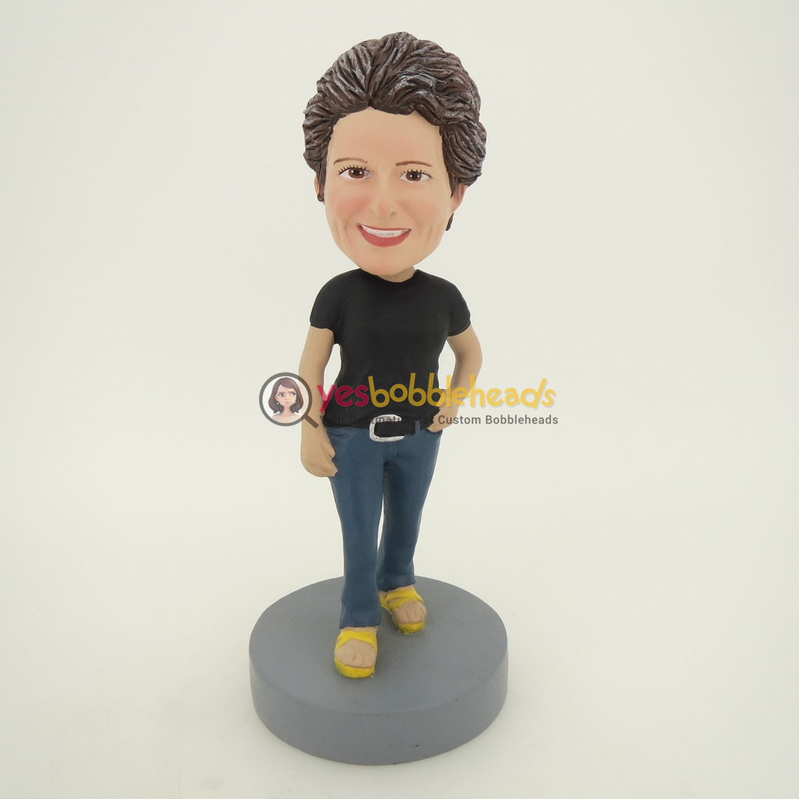Picture of Custom Bobblehead Doll: Black Short Sleeve Woman