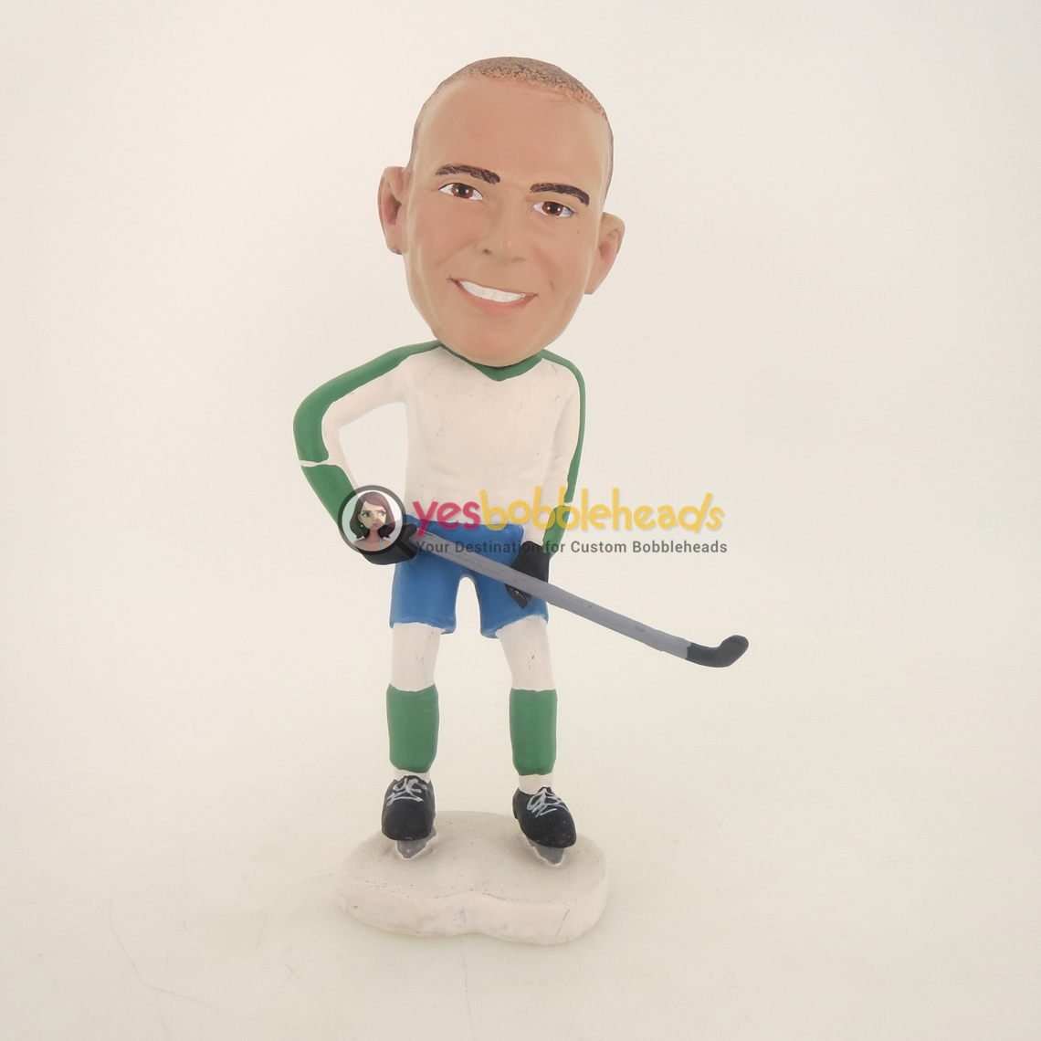 Picture of Custom Bobblehead Doll: Hockey Playing Man With Stick
