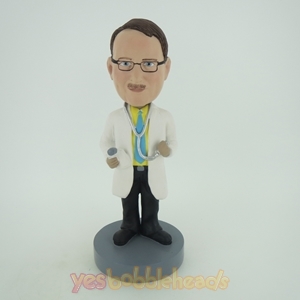 Picture of Custom Bobblehead Doll: Male Doctor Holding Stethoscope