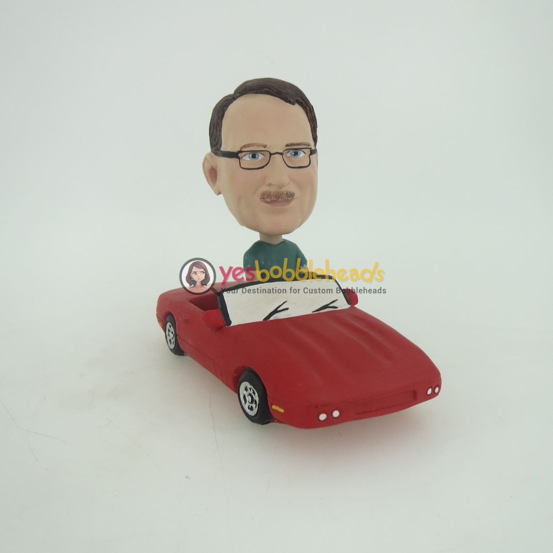 Picture of Custom Bobblehead Doll: Man Driving In Red Car