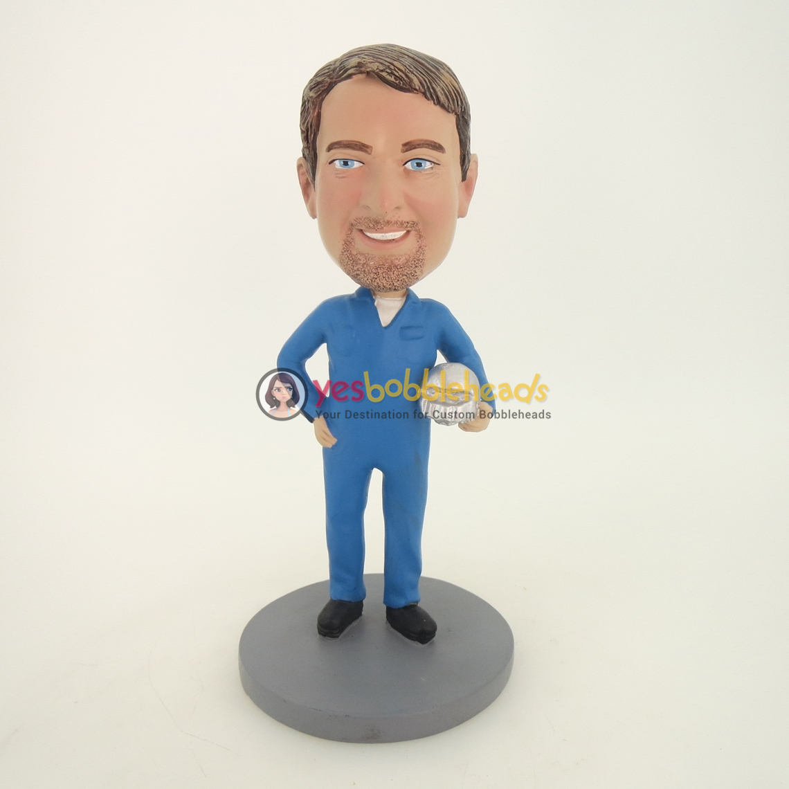 Picture of Custom Bobblehead Doll: Engineer Holding Protective Helmet