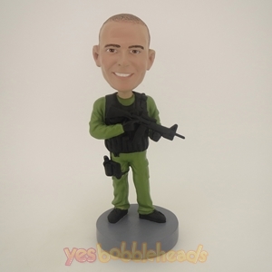 Picture of Custom Bobblehead Doll: Military Man With Gun And Walkie Talkie