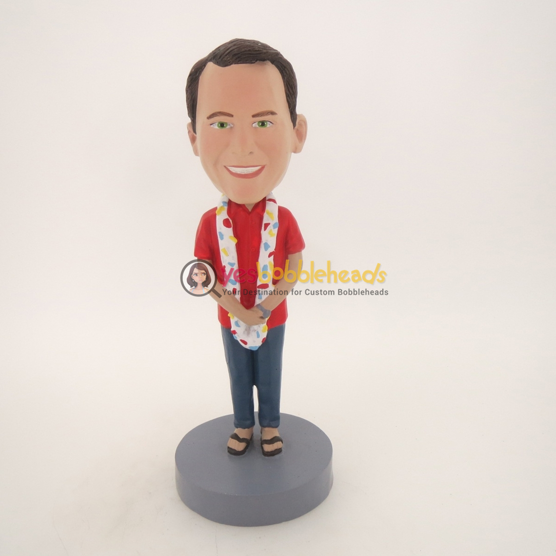 Picture of Custom Bobblehead Doll: Man with Hawaii Lei