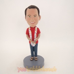 Picture of Custom Bobblehead Doll: Man with Hawaii Lei