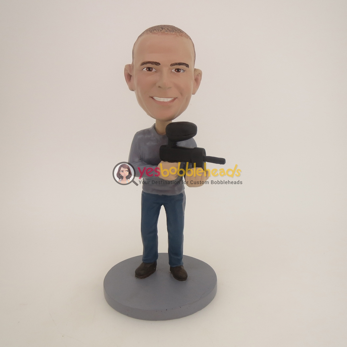Picture of Custom Bobblehead Doll: Military Man With Machine Gun