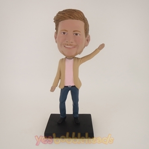 Picture of Custom Bobblehead Doll: One Hand Up Handsome Man