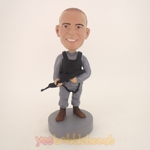 Picture of Custom Bobblehead Doll: Military Policeman With Machine Gun
