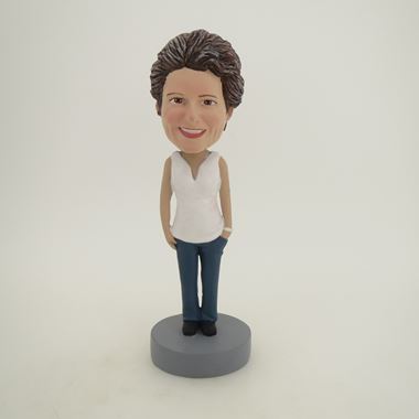 Custom Bobblehead Doll: White Clothes Mother - Custom Bobbleheads ...