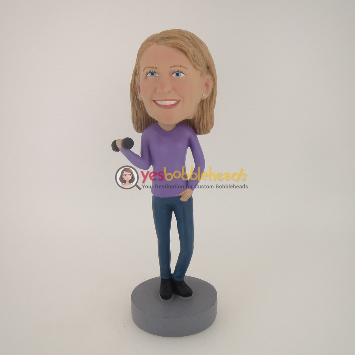 Picture of Custom Bobblehead Doll: Woman Playing Dumbbell