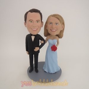 Picture of Custom Bobblehead Doll: Arms Around Each Other Retro Wedding Couple