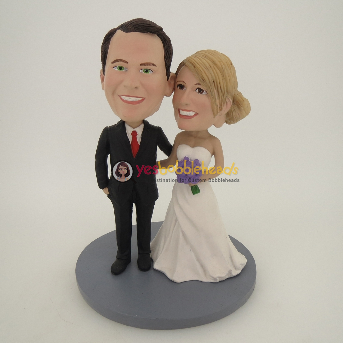 Picture of Custom Bobblehead Doll: Arms Around Each Other Wedding Couple 