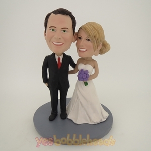 Picture of Custom Bobblehead Doll: Arms Around Each Other Wedding Couple 