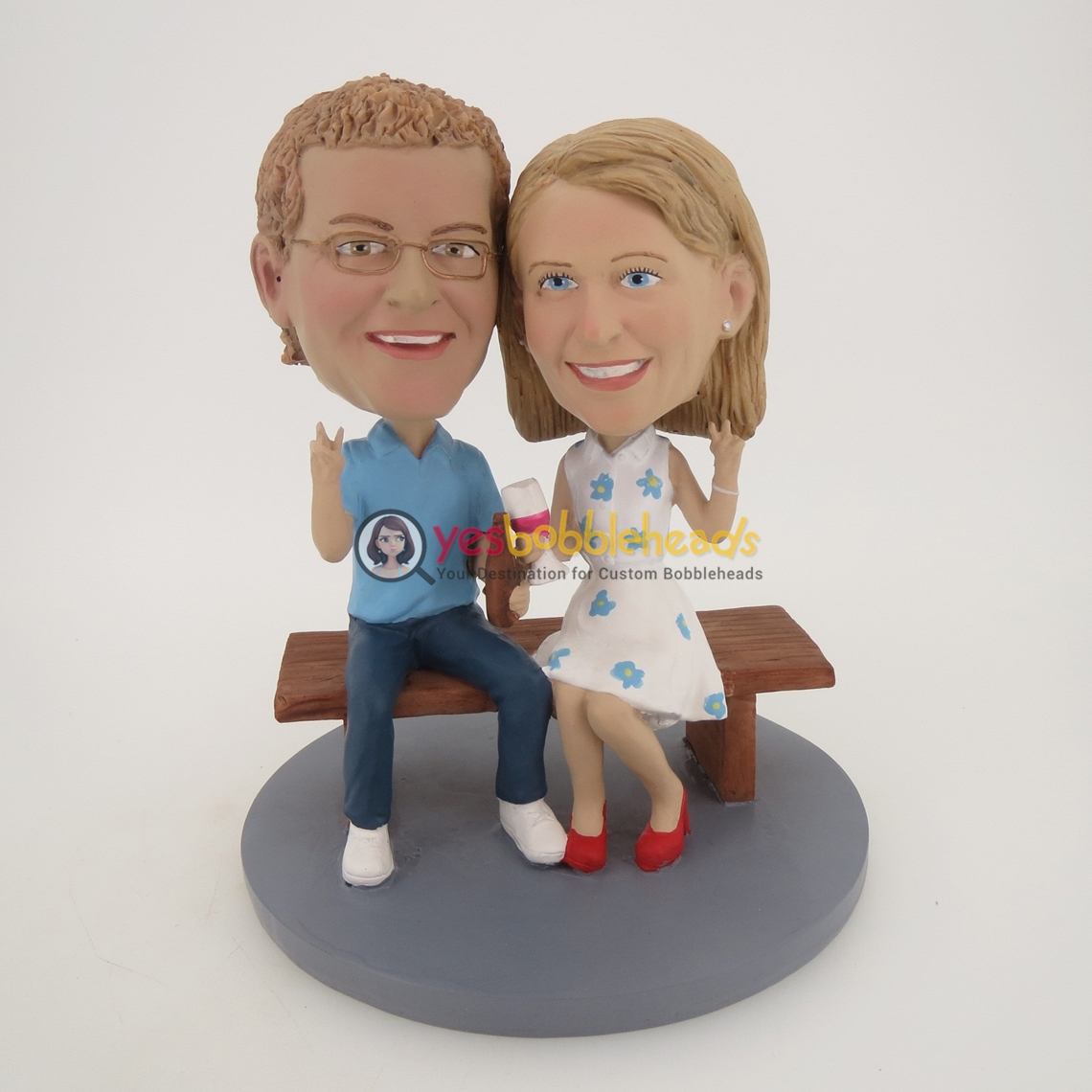 Picture of Custom Bobblehead Doll: Bench Sitting Couple