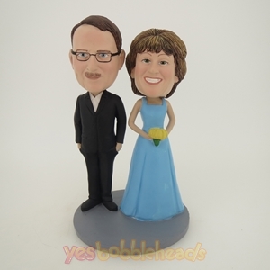 Picture of Custom Bobblehead Doll: Black Suit Man And Bride