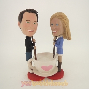 Picture of Custom Bobblehead Doll: Couple Stirring Love Mug