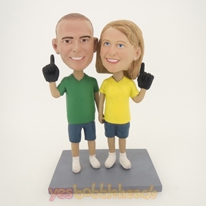 Picture of Custom Bobblehead Doll: Hand In Hand Baseball Fun Couple