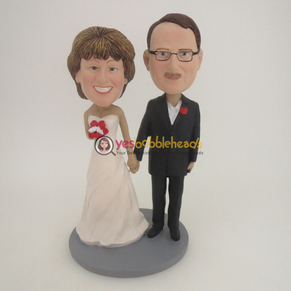 Picture of Custom Bobblehead Doll: Hand In Hand Wedding Couple