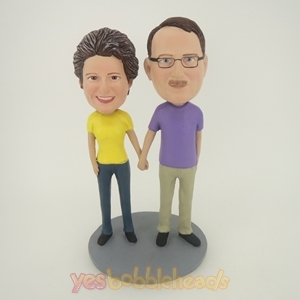 Picture of Custom Bobblehead Doll: Holding Hands Man And Woman