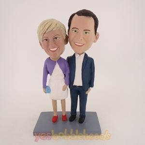 Picture of Custom Bobblehead Doll: Man's Hand Behind Woman Couple