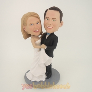 Picture of Custom Bobblehead Doll: Wedding Couple Holding Each Other 