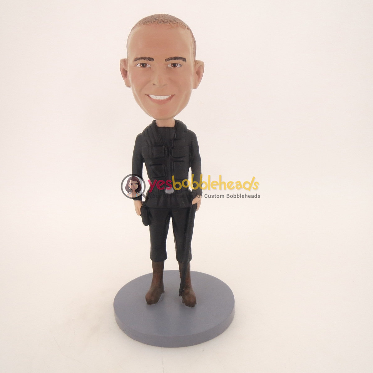 Picture of Custom Bobblehead Doll: Military Armed Man In Black