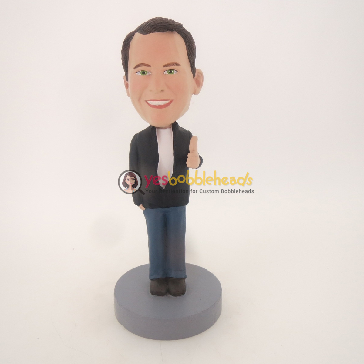 Picture of Custom Bobblehead Doll: Black Man With Thumb Up