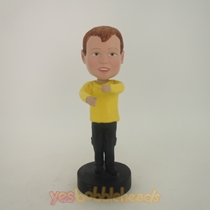 Picture of Custom Bobblehead Doll: Boy In Yellow With Holding Gesture