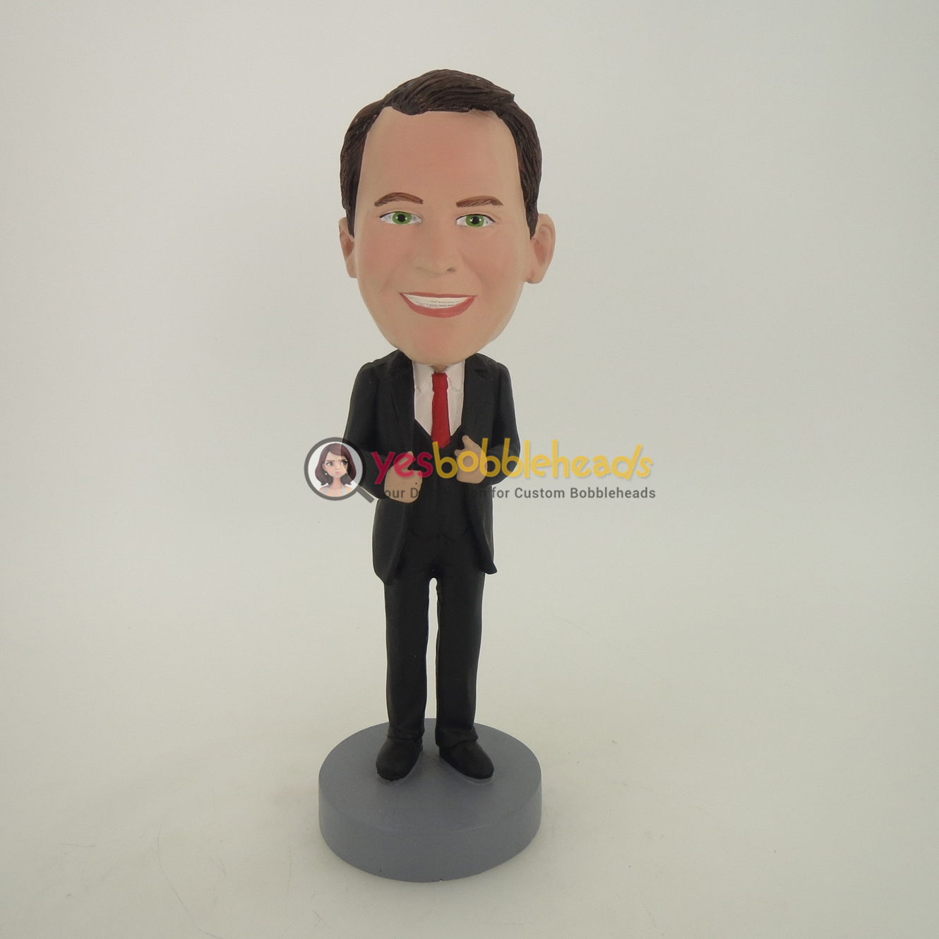 Picture of Custom Bobblehead Doll: Business Man In Nice Suit And Red Tie