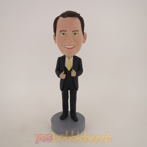 Picture of Custom Bobblehead Doll: Business Man In Nice Suit And Yellow Tie