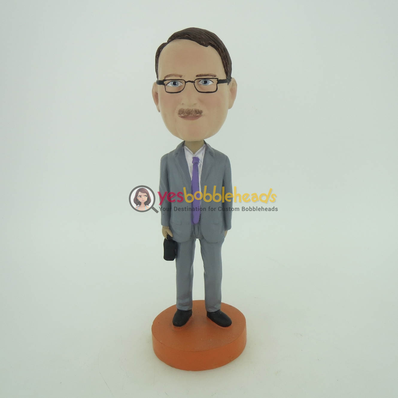 Picture of Custom Bobblehead Doll: Business Man With A Case In Hand
