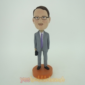 Picture of Custom Bobblehead Doll: Business Man With A Case In Hand