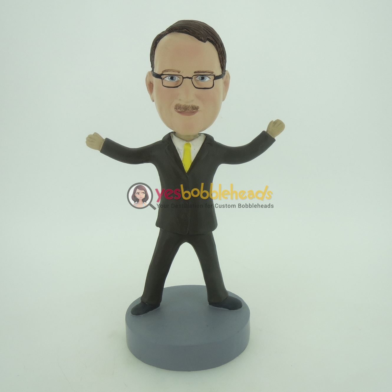 Picture of Custom Bobblehead Doll: Business Man With Yellow Tie Standing Out