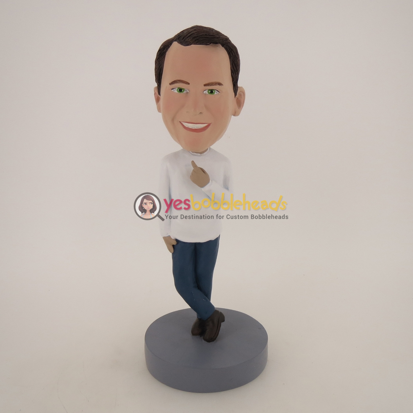 Picture of Custom Bobblehead Doll: Casual Man Finger Up