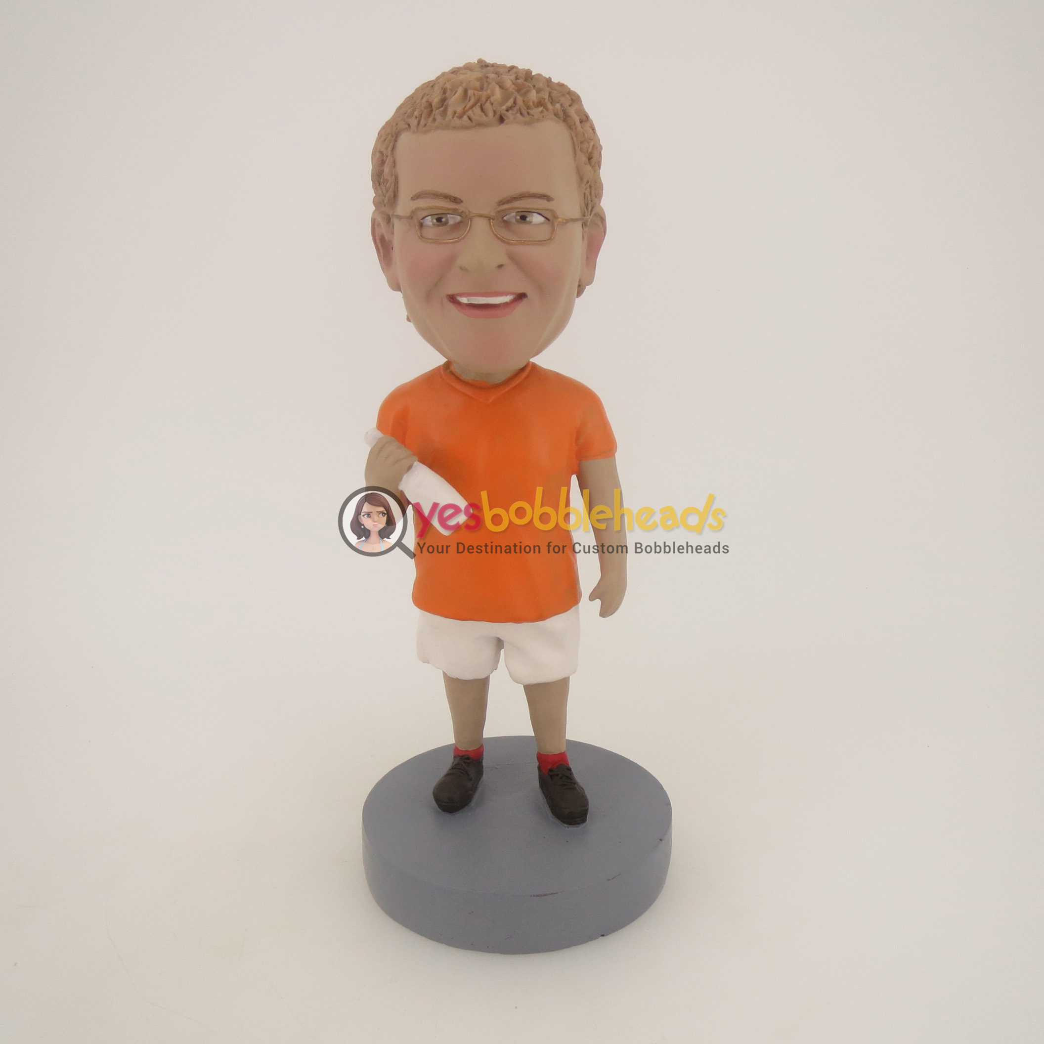 Picture of Custom Bobblehead Doll: Casual Man Happily Enjoy Drink