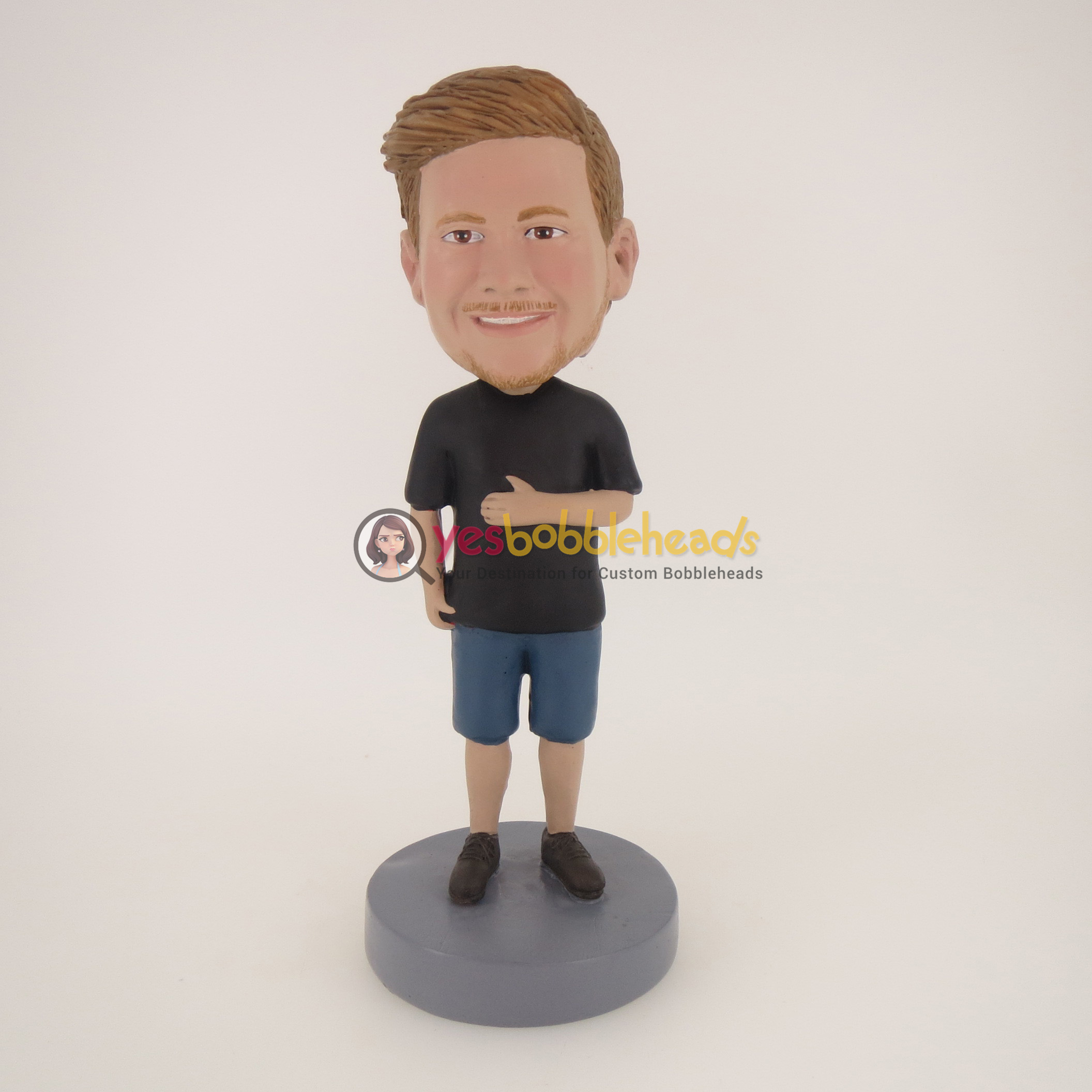 Picture of Custom Bobblehead Doll: Casual Man In Black TShirt