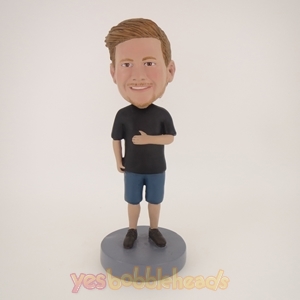 Picture of Custom Bobblehead Doll: Casual Man In Black TShirt