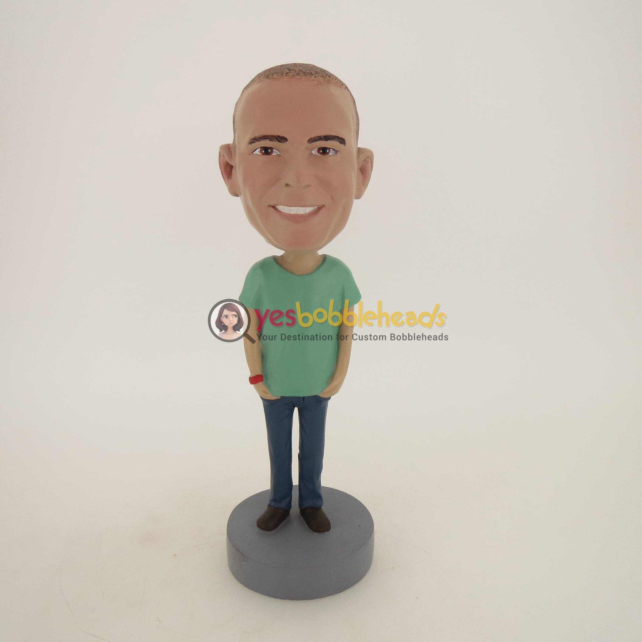 Picture of Custom Bobblehead Doll: Casual Man In Green And Blue