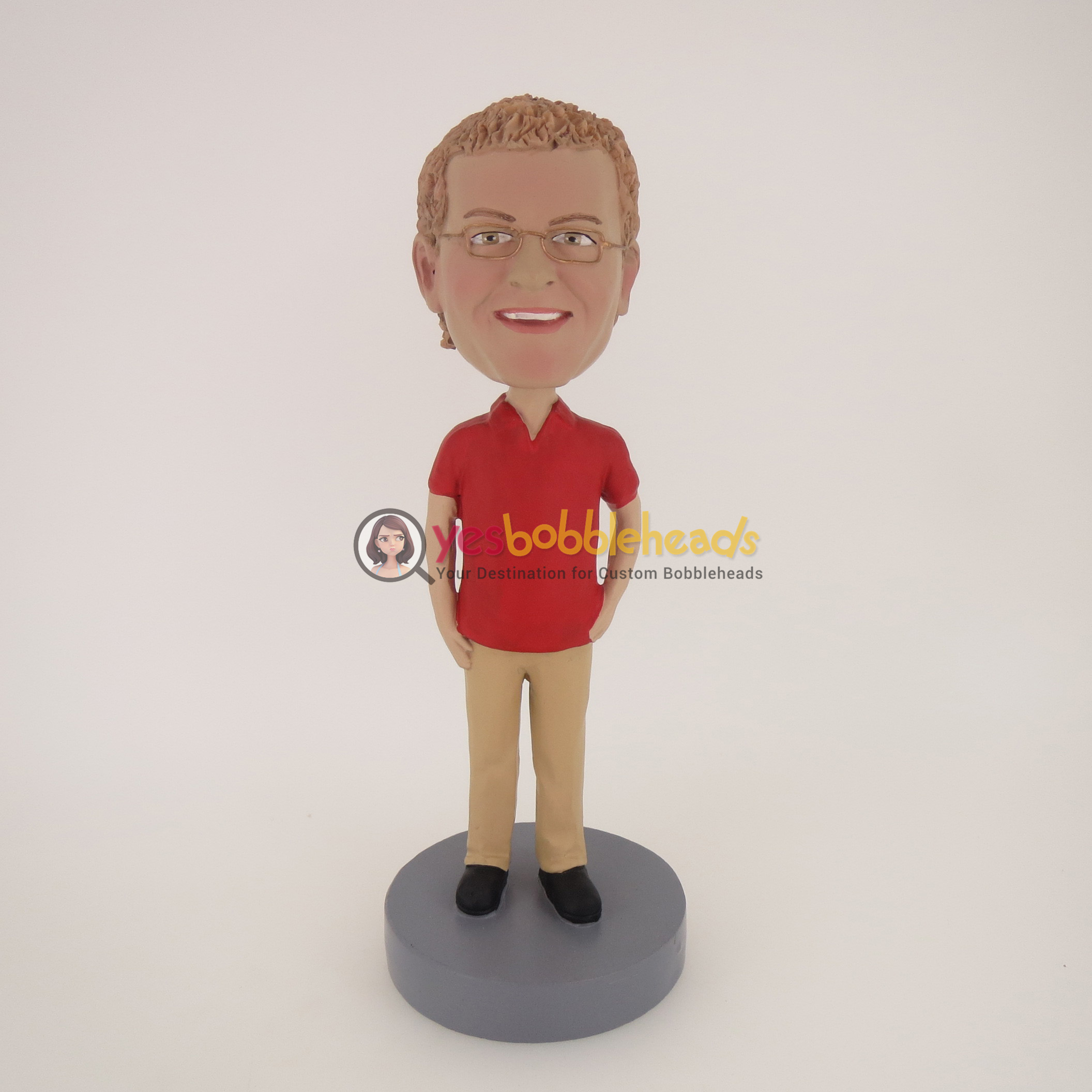Picture of Custom Bobblehead Doll: Casual Man In Red And Brown