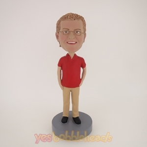 Picture of Custom Bobblehead Doll: Casual Man In Red And Brown