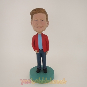 Picture of Custom Bobblehead Doll: Casual Man In Red Jacket