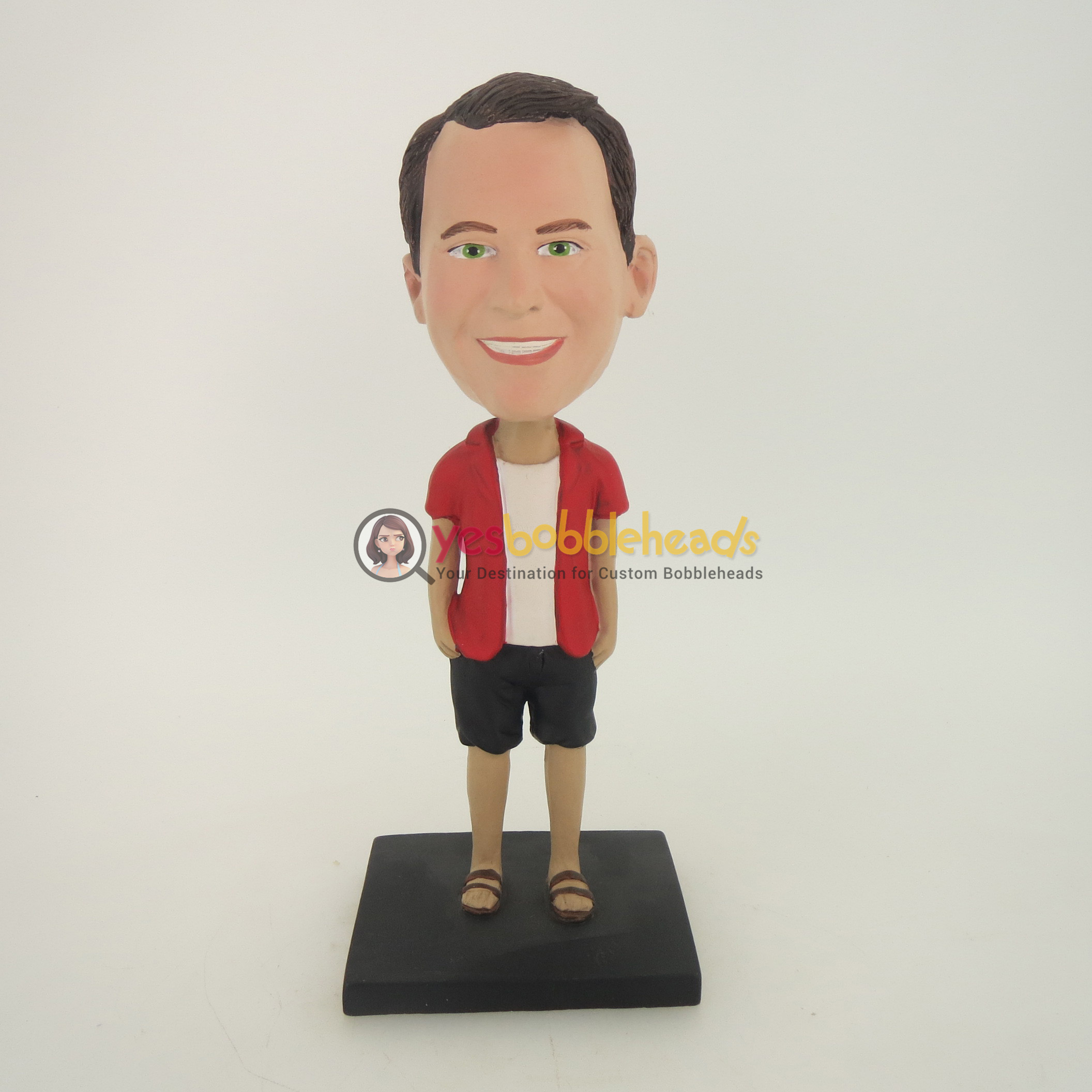 Picture of Custom Bobblehead Doll: Casual Man In Short Red TShirt