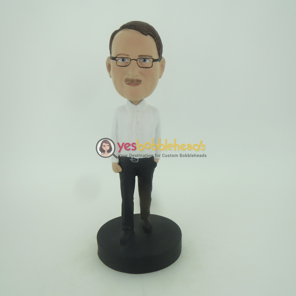 Picture of Custom Bobblehead Doll: Casual Man In White And Black