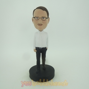 Picture of Custom Bobblehead Doll: Casual Man In White And Black