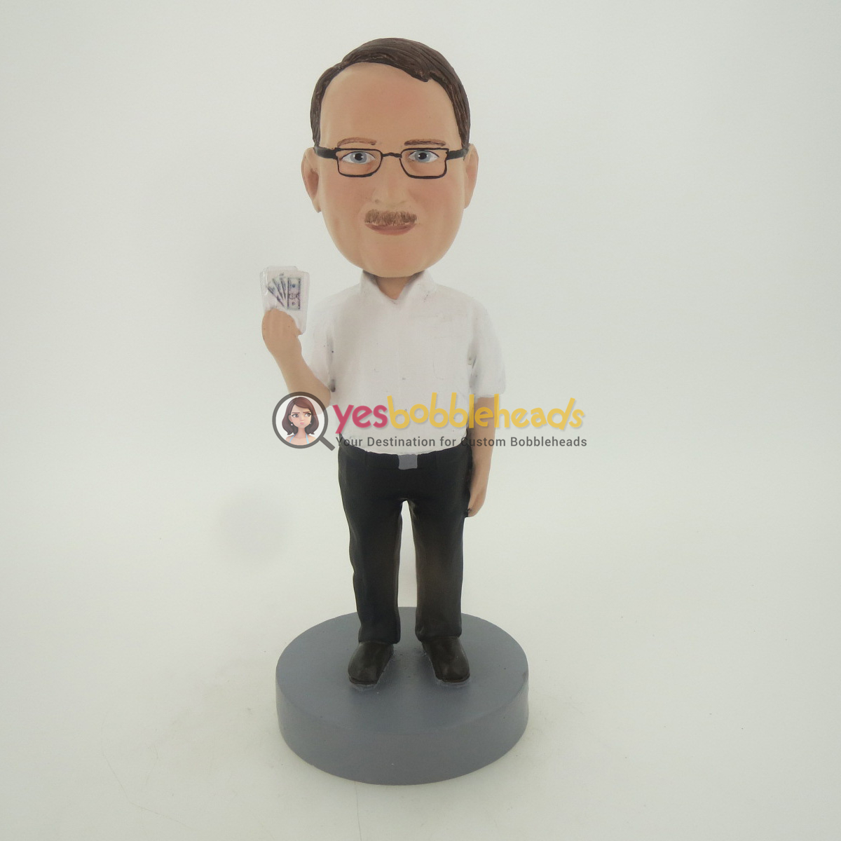 Picture of Custom Bobblehead Doll: Casual Man Playing Cards