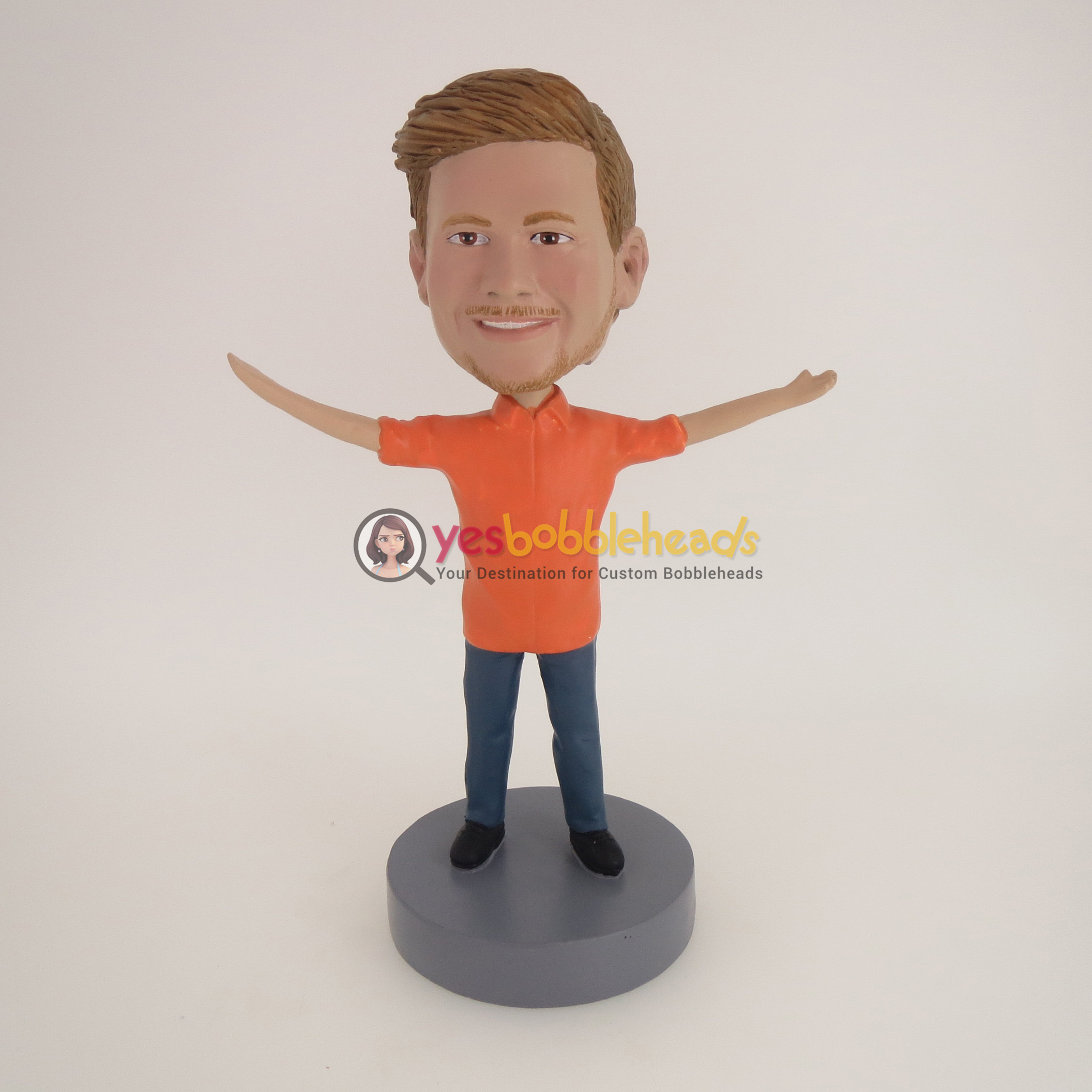 Picture of Custom Bobblehead Doll: Casual Man Welcoming