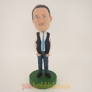 Picture of Custom Bobblehead Doll: Casual Man With Blue Tie