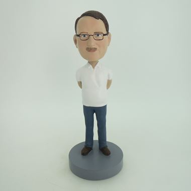 Custom Bobblehead Doll: Casual Man With Hands Behind - Custom ...