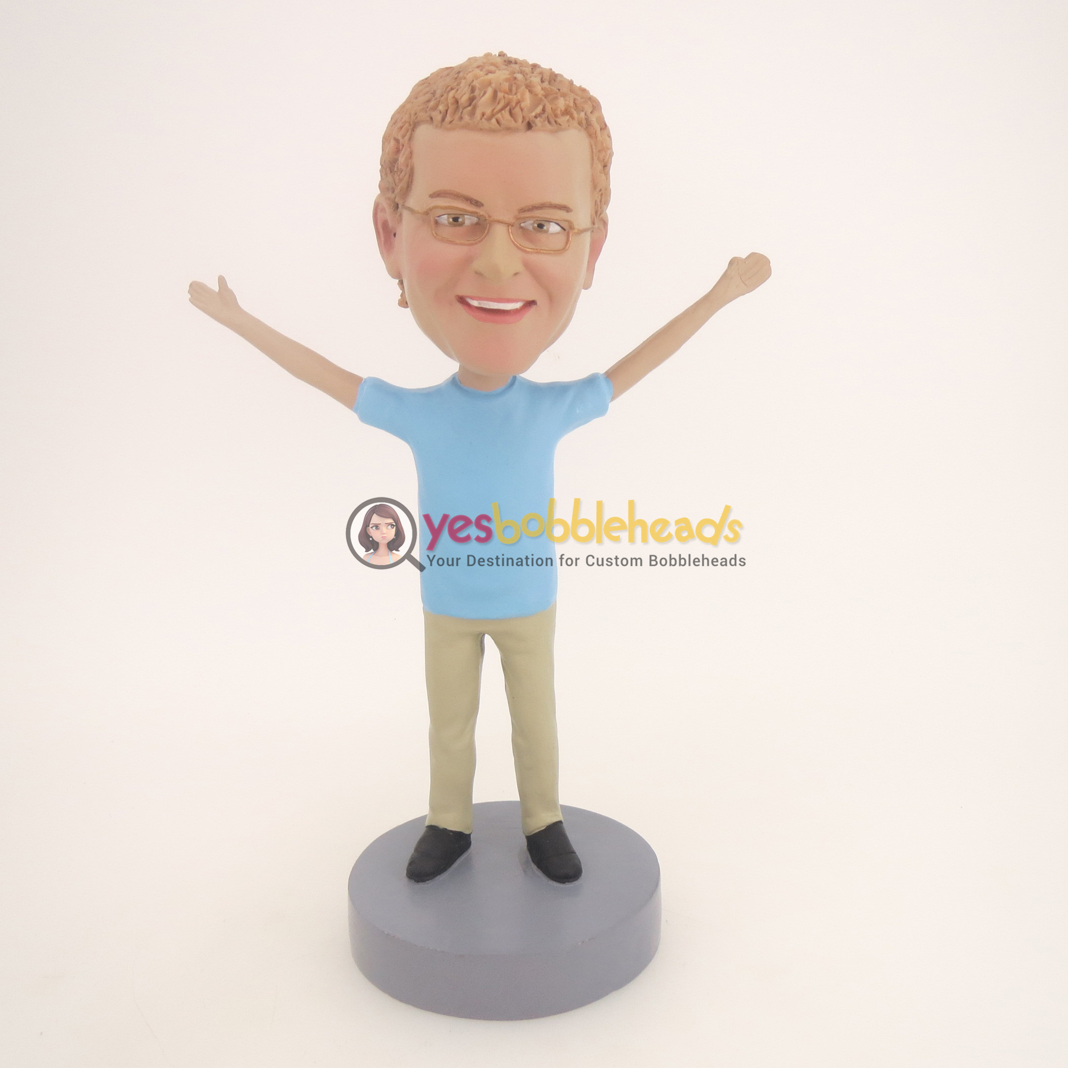 Picture of Custom Bobblehead Doll: Casual Man With Hands Up